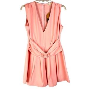 NWT Main Strip dressy sleeveless belted pleated romper zip back hook clasp Sz M